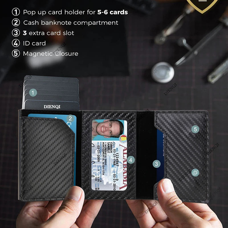 Cartera Airtag de fibra de carbono Rfid para hombre CON LOCALIZADOR DE REGALO