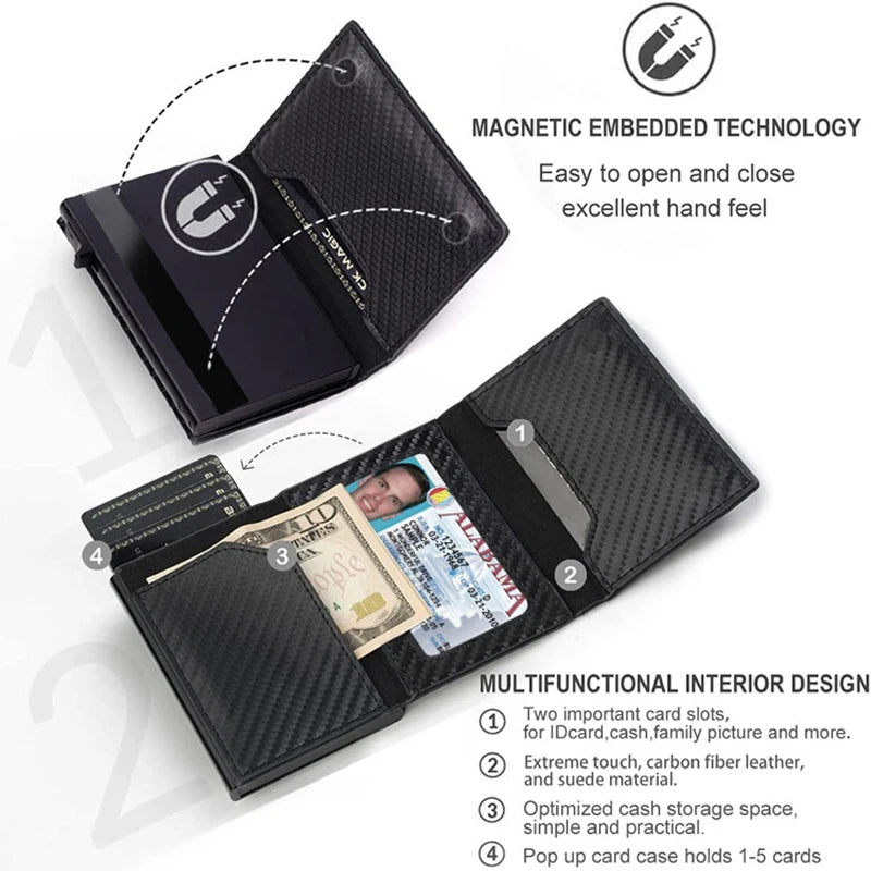 Cartera Airtag de fibra de carbono Rfid para hombre CON LOCALIZADOR DE REGALO